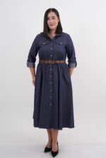 Джинсова сукня-футляр на ґудзиках