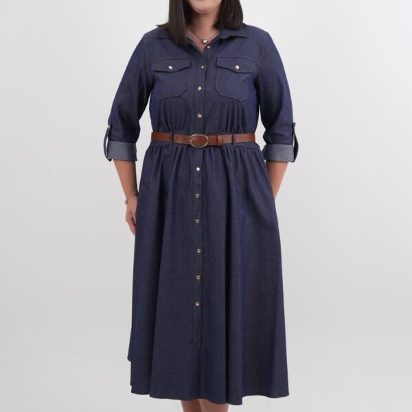 Джинсова сукня-футляр на ґудзиках